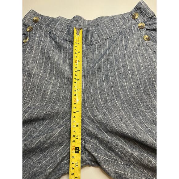 Zac & Rachel Linen Blend Lounge Crop Pants With Pockets Denim Color Sz Large - Picture 7 of 8